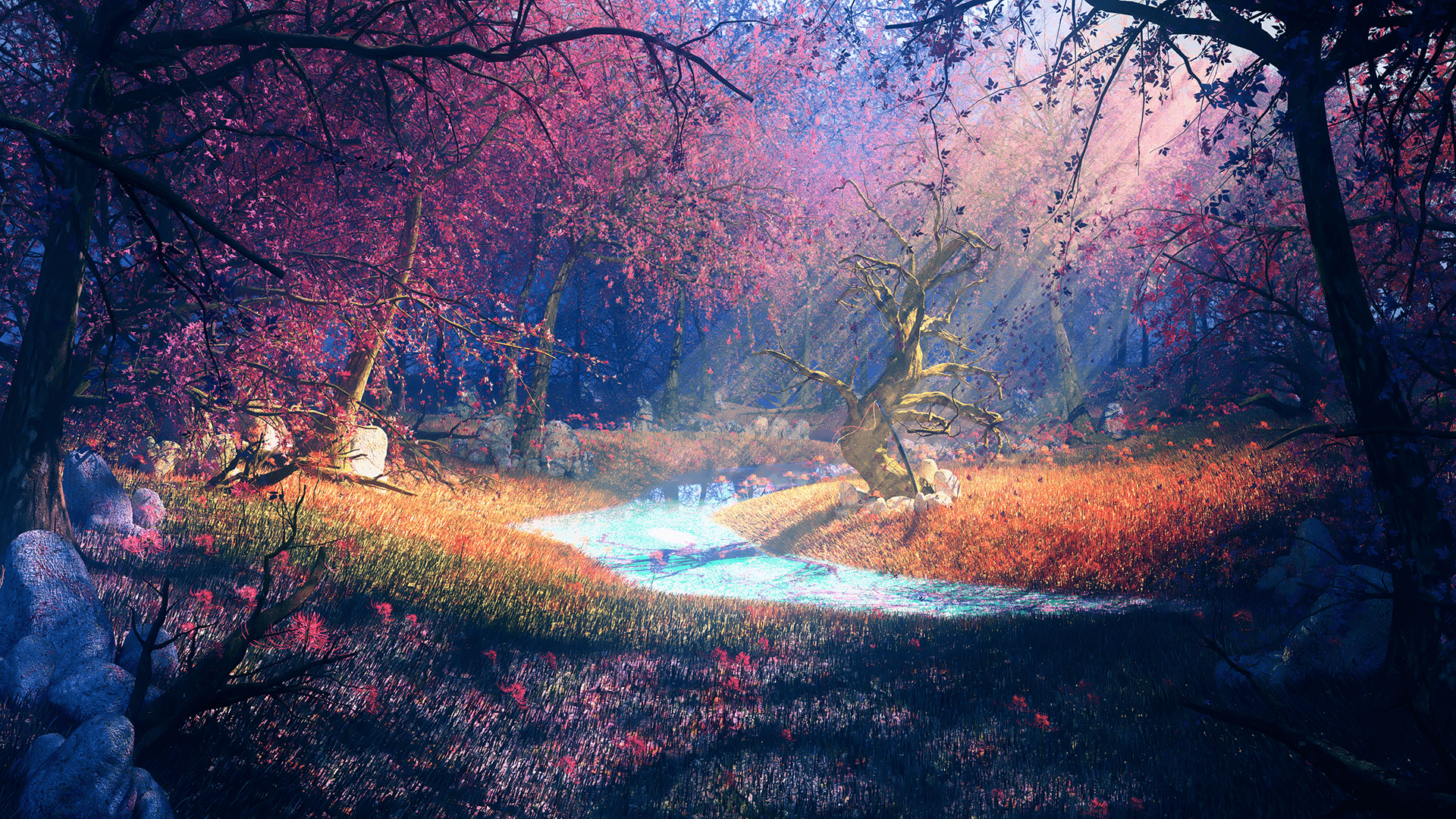 Enchanted Pink Forest Stream